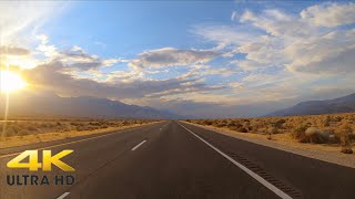 Scenic Highway 395 California Sunset Drive 4K  Relaxing Desert Mountain Scenic Driving to Bishop [upl. by Johppa]