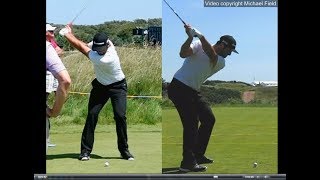 Jon Rahm golf swing  Long Iron faceon amp downtheline July 2017 [upl. by Akinihs]