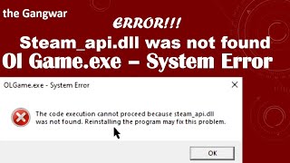 HOW TO FIX OL GAME EXE  SYSTEM ERROR [upl. by Shifra293]