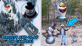 DRONE CATCHES OLAF AND FROSTY THE SNOWMAN IN REAL LIFE CAUGHT ON CAMERA [upl. by Roice]