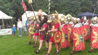 Roman Reenactment at the Amphitheatre in Caerleon Marching In [upl. by Hcirteid]