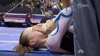 Rebecca Bross injures her knee at Nationals  from Universal Sports [upl. by Airotahs]