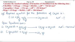 Calculate the standard enthalpy of formation of CH3​OHl from the following data [upl. by Nomed]