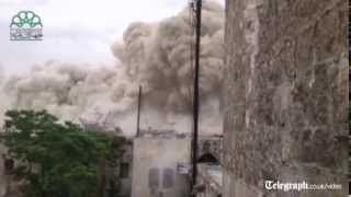 Syria footage emerges of Aleppo Carlton Hotel bomb blast [upl. by Elakram]